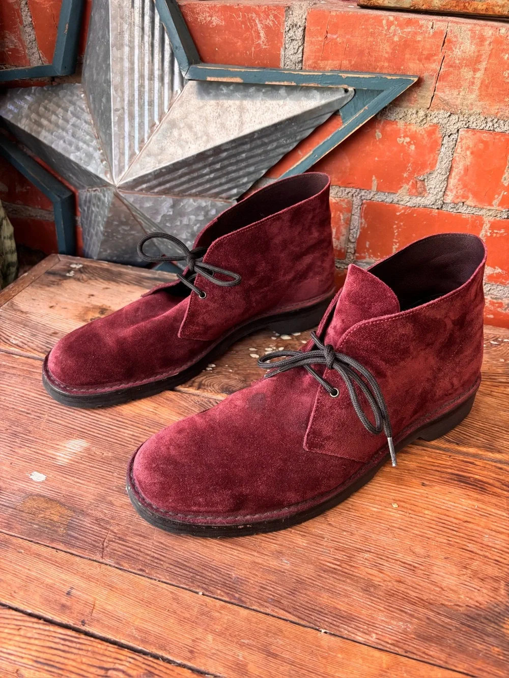 Solovair Burgundy Suede Chukka Ankle Boots Made n England Mens UK Sz 11 Or US 12